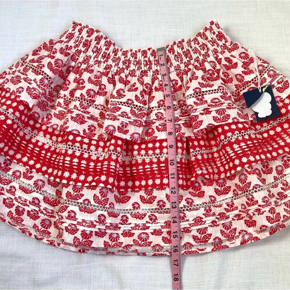 NWT Roller Rabbit X Target Red / White Floral Tiered Mini Skirt Size Medium